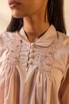 Shop_Ourdve_Pink Cotton Embroidery, Smocking Collared Zesty And Scallop Detail Top With Pant _Online_at_Aza_Fashions