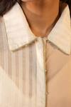 Ourdve_Beige Cotton Embroidery Collared Mango Panelled Shirt Dress _at_Aza_Fashions