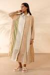 Buy_Ourdve_Beige Cotton Embroidery Collared Mango Panelled Shirt Dress _at_Aza_Fashions