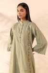Buy_Ourdve_Green Cotton Embroidery Mandarin Collar Bloomberry Floral Tunic With Dress _Online_at_Aza_Fashions