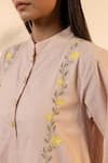 Buy_Ourdve_Pink Cotton Embroidery Mandarin Collar Bloomberry Tunic With Tiered Dress 