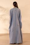 Shop_Ourdve_Blue Cotton Embroidery Open Neck Zinnia Shrug _at_Aza_Fashions