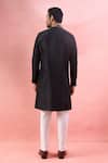 Shop_Arihant Rai Sinha_Black Jacquard, Polyester, Viscose Floral Sherwani And Pant Set _at_Aza_Fashions