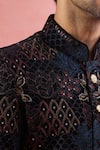 Buy_Arihant Rai Sinha_Black Velvet, Polyester, Viscose Embroidery, Sequins Thread And Sherwani Set _Online_at_Aza_Fashions