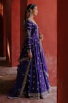 Shop_Jigar Mali_Purple Silk Zari, Embroidery V-neck Anarkali Jacket Lehenga Set _at_Aza_Fashions