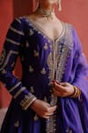 Buy_Jigar Mali_Purple Silk Zari, Embroidery V-neck Anarkali Jacket Lehenga Set _Online_at_Aza_Fashions