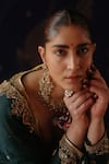 Buy_Jigar Mali_Green Silk Embroidery, Zari V-neck Jacket Lehenga And Dupatta Set _Online_at_Aza_Fashions