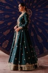 Shop_Jigar Mali_Green Silk Embroidery, Zari V-neck Jacket Lehenga And Dupatta Set _at_Aza_Fashions