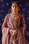 Jigar Mali_Purple Silk Zari, Embroidery, Gota Patti V-neck Jacket Lehenga Set With Dupatta _Online_at_Aza_Fashions