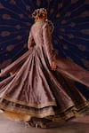 Shop_Jigar Mali_Purple Silk Zari, Embroidery, Gota Patti V-neck Jacket Lehenga Set With Dupatta _at_Aza_Fashions