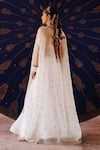 Shop_Jigar Mali_Ivory Chanderi Silk Zari, Embroidery Open Neck, Sweetheart Lehenga Set With Cape _at_Aza_Fashions