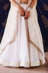 Jigar Mali_Ivory Chanderi Silk Zari, Embroidery Open Neck, Sweetheart Lehenga Set With Cape _Online_at_Aza_Fashions