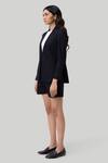 Reistor Black Cotton Blend Open Front Blazer Online at Aza Fashions Reistor_Black Cotton Blend Open Front Blazer _Online_at_Aza_Fashions