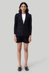 Shop Reistor Black Cotton Blend Open Front Blazer at Aza Fashions Shop_Reistor_Black Cotton Blend Open Front Blazer _at_Aza_Fashions