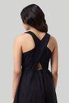 Shop_Reistor_Black Cotton Round Neck Cross Back Organic Midi Dress _at_Aza_Fashions