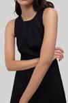 Buy_Reistor_Black Cotton Round Neck Cross Back Organic Midi Dress _Online_at_Aza_Fashions