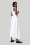 Shop_Reistor_White Cotton Embroidery Round Neck Coconut Cross-back Midi Dress _at_Aza_Fashions