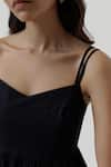 Reistor_Black Cotton Sweetheart Neck Organic Double Strap Dress _Online_at_Aza_Fashions