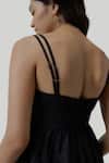 Reistor_Black Cotton Sweetheart Neck Organic Double Strap Dress _at_Aza_Fashions