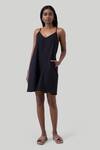 Reistor_Black Cotton V-neck Tent V Dress _Online_at_Aza_Fashions