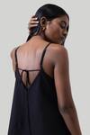 Reistor_Black Cotton V-neck Tent V Dress _at_Aza_Fashions