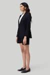 Reistor_Black Cotton Collarless Blazer And Shorts Set _Online_at_Aza_Fashions