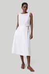 Buy_Reistor_White Cotton Embroidery Boat Neck Crop Top And Wrap Skirt Set _at_Aza_Fashions