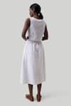 Shop_Reistor_White Cotton Embroidery Boat Neck Crop Top And Wrap Skirt Set _at_Aza_Fashions
