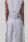 Reistor_Blue Cotton Round Neck Striped Boxy Crop Top With Overlap Midi Skirt _at_Aza_Fashions