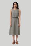 Reistor_Olive Green Cotton Round Neck Boxy Crop Top And Overlap Midi Skirt Set _Online_at_Aza_Fashions