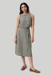 Buy_Reistor_Olive Green Cotton Round Neck Boxy Crop Top And Overlap Midi Skirt Set _Online_at_Aza_Fashions