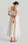 Shop_Reistor_Off White Cotton Embroidery Square Neck Tiered Dress _at_Aza_Fashions