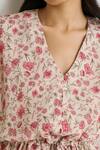 Shop_Reistor_Pink Crepe V-neck Floral Print Dress _Online_at_Aza_Fashions