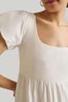 Reistor_Off White Cotton Square Neck Tiered Midi Dress _Online_at_Aza_Fashions