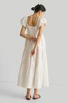Shop_Reistor_Off White Cotton Square Neck Tiered Midi Dress _at_Aza_Fashions