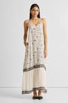 Buy_Reistor_Off White Crepe Scoop Neck Wildflower And Dot Print Maxi Dress _Online_at_Aza_Fashions