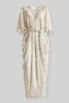 Reistor_Off White Bemberg V-neck Printed Kaftan Dress _Online_at_Aza_Fashions