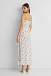Shop Reistor White Crepe Square Neck Ruched Strappy Floral Maxi Dress at Aza Fashions Shop_Reistor_White Crepe Square Neck Ruched Strappy Floral Maxi Dress _at_Aza_Fashions