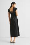Shop Reistor Black Cotton Sweetheart Neck Ruched Front Slit Dress at Aza Fashions Shop_Reistor_Black Cotton Sweetheart Neck Ruched Front Slit Dress _at_Aza_Fashions