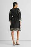 Shop_Reistor_Black Cotton Embroidery V-neck Dress _at_Aza_Fashions