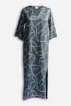 Buy Reistor Gray Satin V-neck Abstract Print Boxy Slip Dress Online at Aza Fashions Buy_Reistor_Gray Satin V-neck Abstract Print Boxy Slip Dress _Online_at_Aza_Fashions