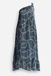 Reistor_Gray Satin One Shoulder Abstract Print Dress _Online_at_Aza_Fashions