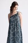 Buy_Reistor_Gray Satin One Shoulder Abstract Print Dress _Online_at_Aza_Fashions