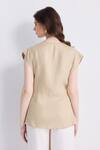 Shop_Reistor_Beige Cotton V-neck Wrap Top _at_Aza_Fashions
