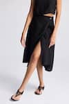 Reistor_Black Cotton Round Neck Sleeveless Crop Top With Wrap Skirt _at_Aza_Fashions