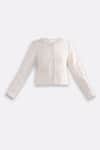 Reistor_Cream Cotton Round Neck Tweed Cropped Lady Jacket _Online_at_Aza_Fashions