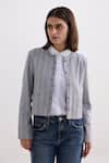 Buy_Reistor_Gray Cotton Round Neck Tweed Cropped Lady Jacket _at_Aza_Fashions