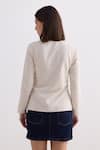 Shop_Reistor_Off White Cotton V-neck Tweed Cropped Lady Jacket _at_Aza_Fashions
