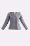 Buy_Reistor_Gray Cotton V-neck Tweed Overlap Button Jacket _Online_at_Aza_Fashions