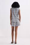 Shop_Reistor_Gray Cotton Round Neck Plaid Button-front Vest Jacket _at_Aza_Fashions